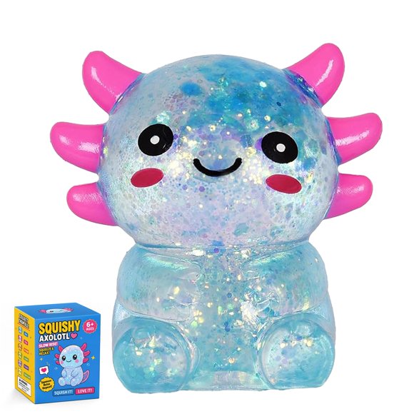 Juguete Antiestrés JKQUPHMZR Axolote Brillante Azul 7 cm