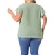thumbnail image 3 of Agnes Orinda Mujeres Tallas Grandes Tops de Escuela Colegio Textura Cuello en V con Muesca Mangas con Volantes Verano Casual Camisetas Blusas 1X Verde, 3 of 6