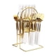 thumbnail image 1 of XmhyTop Juego de Cubiertos de Oro Blanco 24 Piezas Flatware Set de Acero Inoxidable, Ideal para Familias y Eventos, 1 of 5