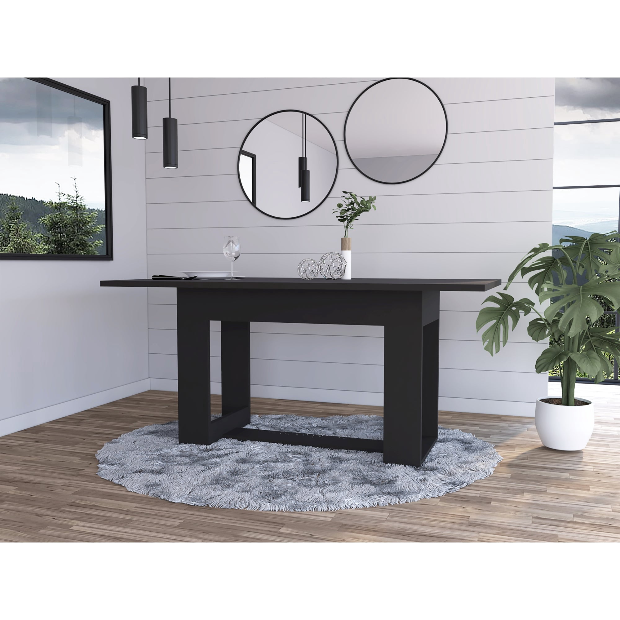 Tuhome - Mesa De Comedor Volterra 6 Puestos Wengue 160x85x74,05 Cm (no Incluye Sillas)