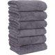 thumbnail image 1 of Paquete de 6 toallas de mano premium de secado rápido, de microfibra de terciopelo coral, muy absorbentes, multiusos para hotel, baño, ducha, spa y manos, 40,6 x 71,1 cm (gris)., 1 of 7