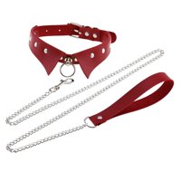 Magideal - Gargantilla De Cuello , Suave Y Genial, Accesorio De Cosplay De Cuero Sintético Con Correa De Cadena. Rojo