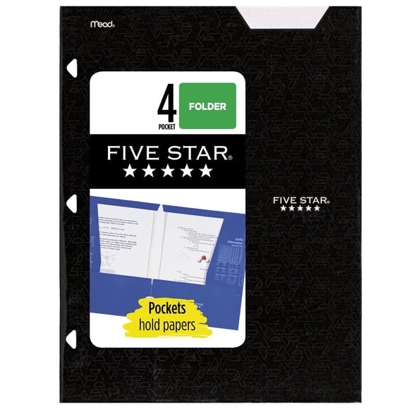 Carpeta Papel Five Star 4 Bolsillos Negra Tamaño Carta