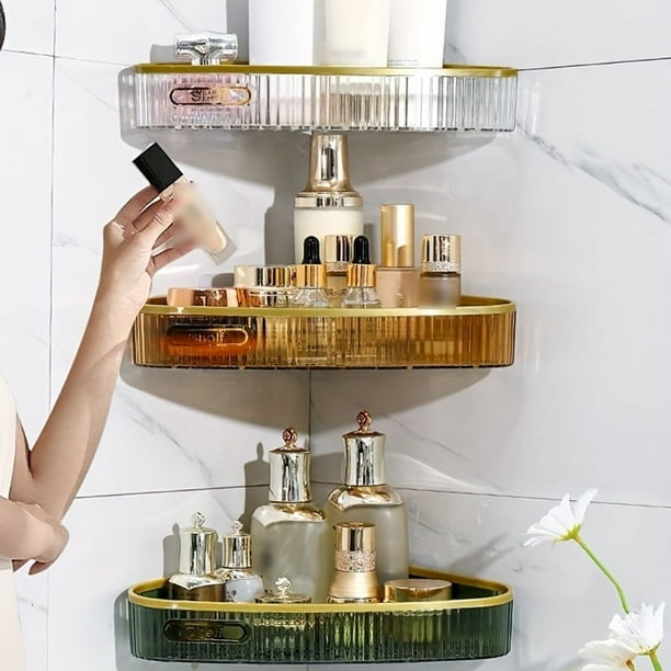 1pc Household Light Luxury Bathroom Storage Rack, Toilet Sink, Kitchen Wall, Hole Free Wall Mounted Storage Rack, Three Color Optional Bathroom Sink, Wall Mounted Storage Rack 10.24 * 8.07 * 8.07inch