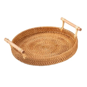Bothyi - Cesta Redonda Tejida A Mano, Plato Para Servir, Multiusos Para Comedor, Artículos Diversos, 24 Cm