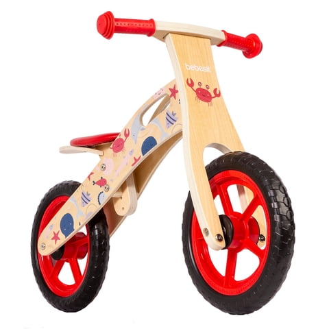 Bicicleta De Equilibrio Aprendizaje Madera Océano Rojo Bebesit