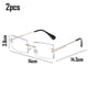 thumbnail image 2 of Gafas de sol rectangulares sin montura retro para mujer y hombre, lentes tintadas, montura de metal dorado, gafas cuadradas vintage sin montura., 2 of 6