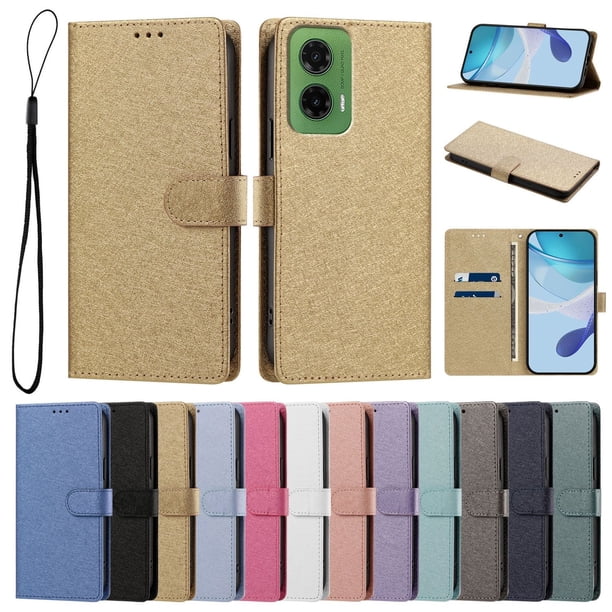 Funda Cartera de PU para Motorola Moto G35 con Tarjetas, Dorado