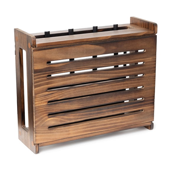 Caja de Almacenamiento para Router de Madera Gadget Garage 28 cm de Alto Roble Oscuro