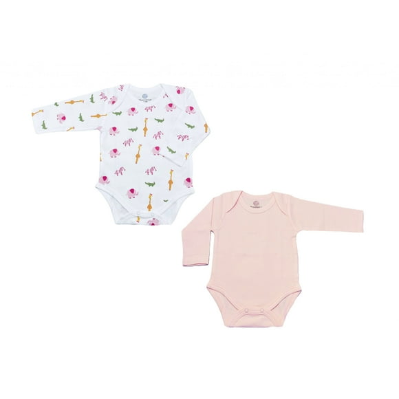 Pack 2 Bodies Zoo Rosa Manga Larga Niña 100% Algodón Pima Peruano - 6 a 9 Meses