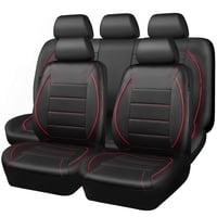 Funda De Asiento De Coche Car Pass Universal Fit De Piel Ribeteada, Color Negro Y Rojo