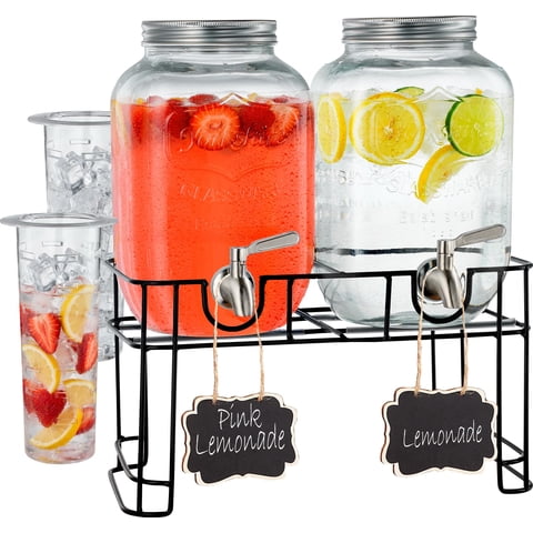 Set De 2 Dispensadores De Bebidas De Vidrio De 1 Galón