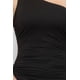 thumbnail image 4 of Vestido Midi Ajustado de Talla Grande con un Hombro Fruncido en Color Liso Sexy, 4 of 4