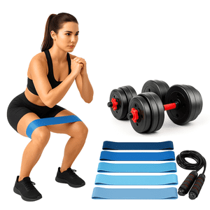 Linea Sport - Pack De Mancuernas 15Kg Con Cuerda De Salto Y Bandas Elásticas