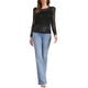 thumbnail image 2 of INSPIRE CHIC Blusas de Mujer con Mangas Largas Abullonadas Semi Transparentes de Encaje Floral M Negro Plata, 2 of 6