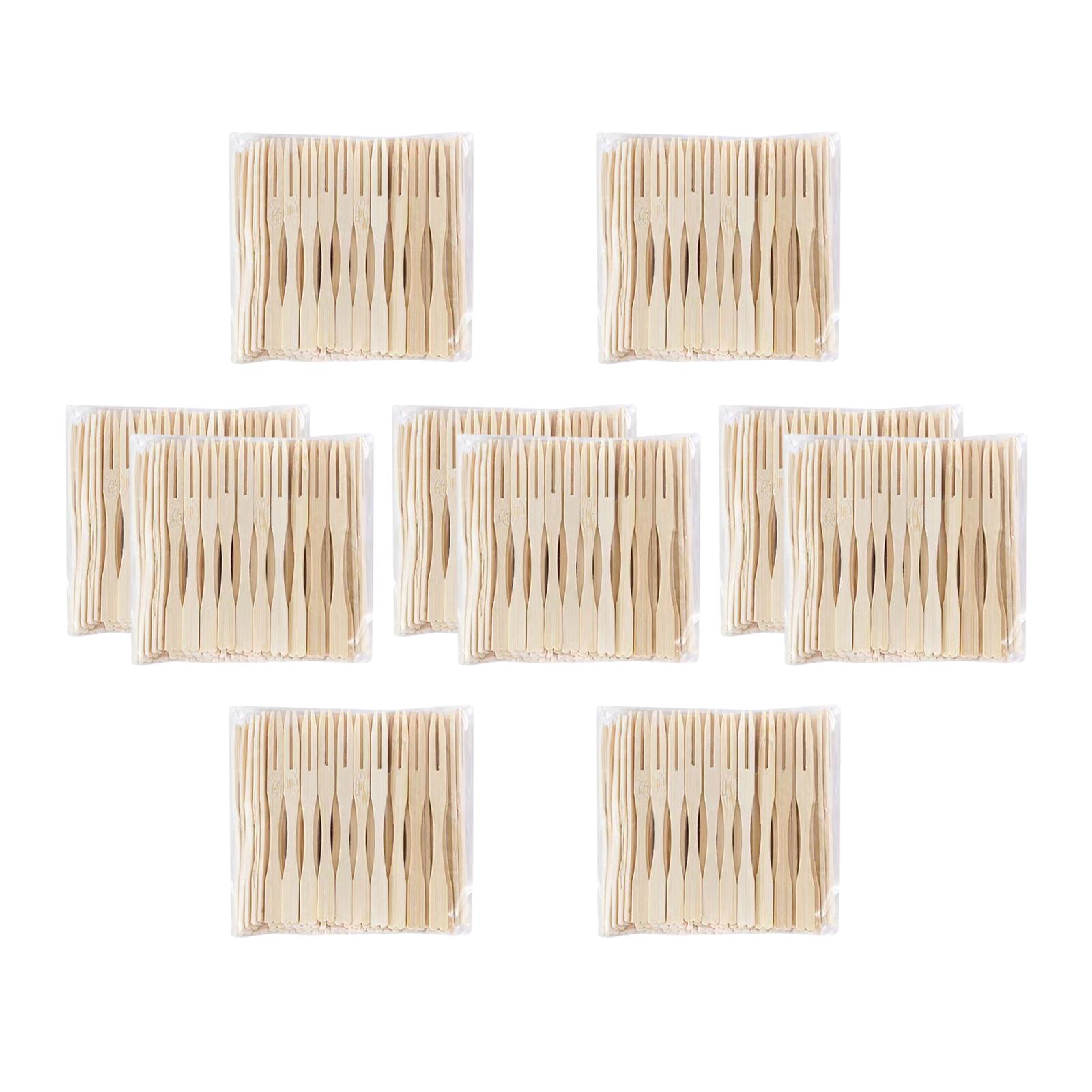 Magideal - 100 Uds. Tenedor De Fruta, Tenedor De Bambú, Tenedor De Ensalada De Bambú Para Frutas, Aperitivos, Postres, Ceremonias De Boda, Tenedor De Repostería,