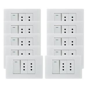 Want - Pack 10 Interruptor 1 912 16A Y Tomacorriente 2 10A - Blanco