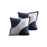 Genérico - Pack De 2 Fundas De Cojines Diseño Tela Pana Empalmado 45Cm X 45 Cm Azul
