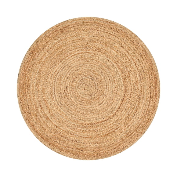 Alfombra Area Savi Home de yute tejida a mano, 120 cm, redonda, beige, vintage