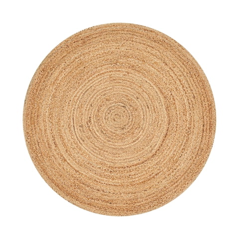 Alfombra Area Savi Home De Yute Tejida A Mano, 120 Cm, Redonda, Beige, Vintage