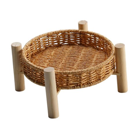 Bothyi - Cesta Para Servir De Ratán Para Almacenamiento De Verduras Cestas Redondas Para Pan De Ratán Para Frutas 18 × 10 × 4 Cm