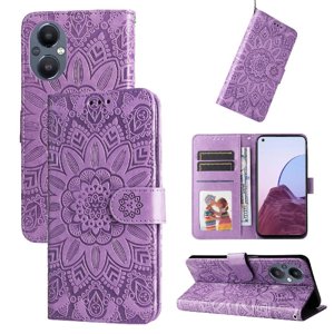 Funda Tipo Cartera Foxdock Para Oppo A96 5G , Diseño Girasol En Relieve, Cuero Pu, Cierre Magnético, Soporte Y Tarjetero