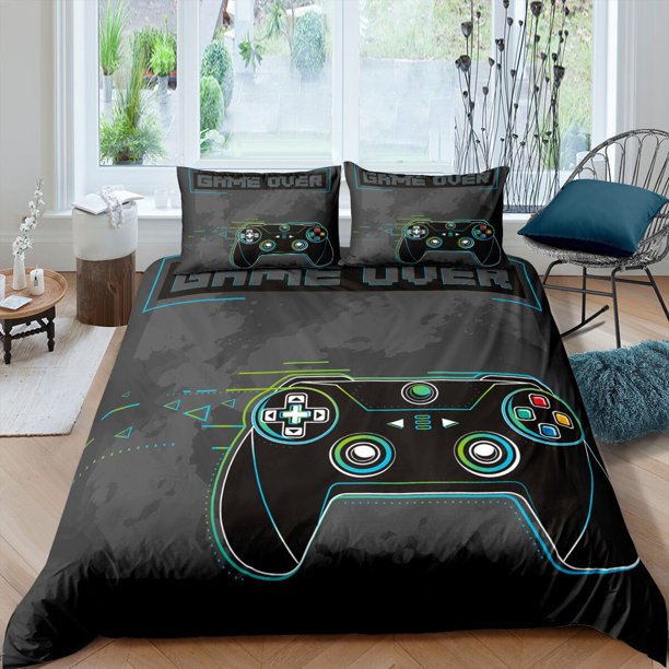 Cartoon play game gamepad gamer duvet cover quilt cover pillowcase bedding set3-Piece Bedding Set (1 Duvet Cover + 2 Pillow Shams)
