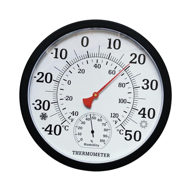 Temperatura de fuente fina Medidor de humedad Dispositivo de medición meteorológica Termómetro de higrómetro de carcasa negra resistente para la ofici