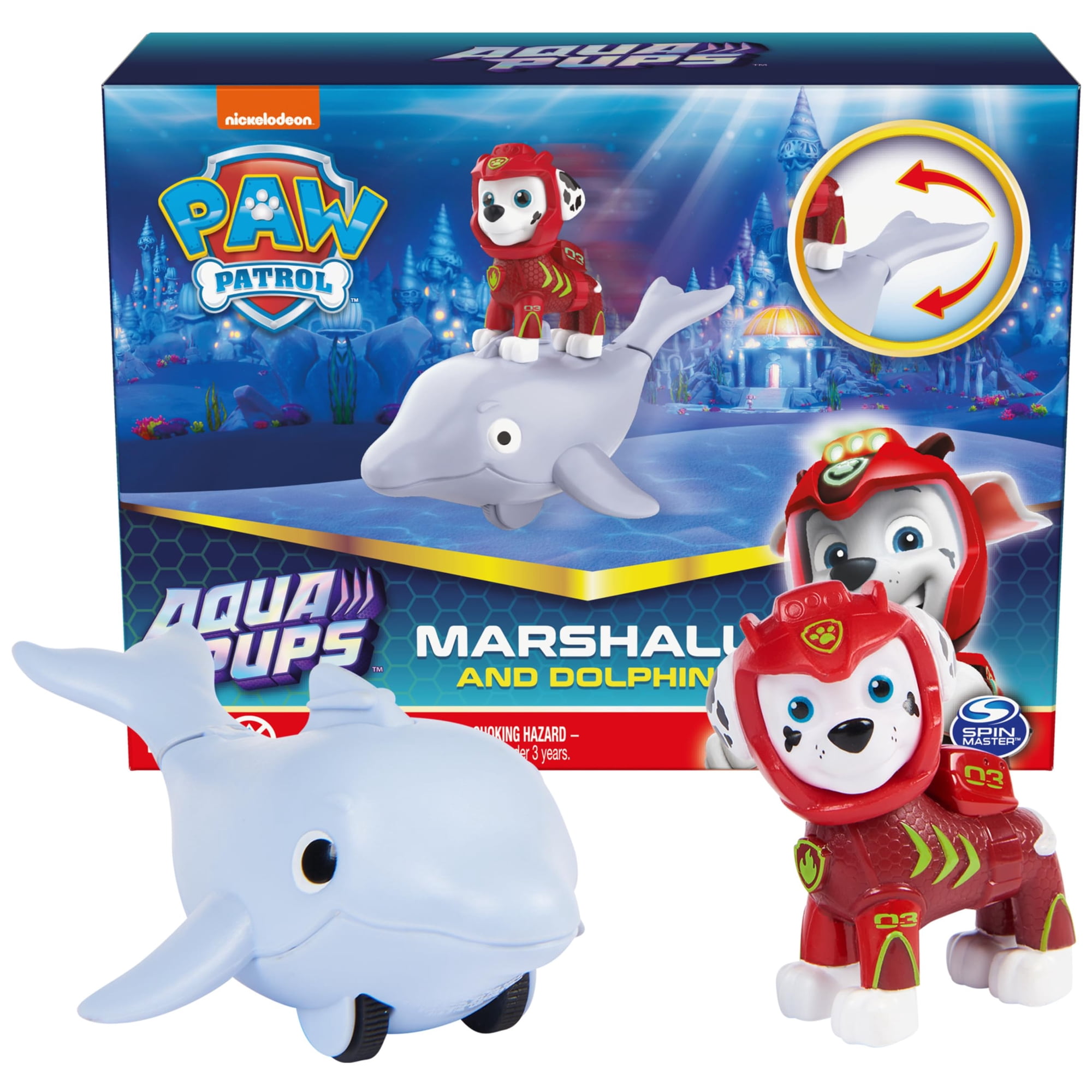 Set De Figuras De Acción Paw Patrol Aqua Pups Marshall Con Delfín