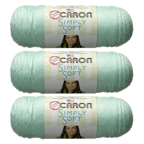 Yarn Caron Simply Soft Solids, Color Verde Suave, 170 G (Paquete De 3)