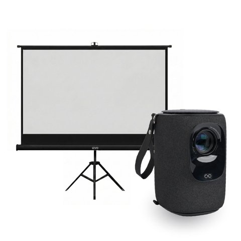 Proyector Portatil Nova 9000Lm + Telón 80"" Negro Levo