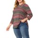 thumbnail image 5 of Agnes Orinda Conjuntos de Halloween para Mujeres Tallas Grandes Tops de Escuela Universitaria Manga 3/4 Blusa Casual Elegante de Punto a Rayas Cuello Asimétrico Camiseta de Moda 1X Rojo, 5 of 8