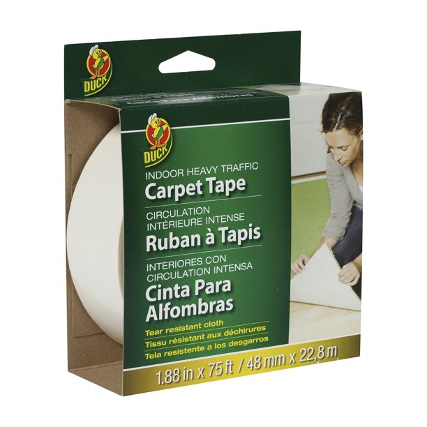 Cinta adhesiva para alfombras Duck Brand para uso intensivo en interiores, 1,88 cm x 22,86 m