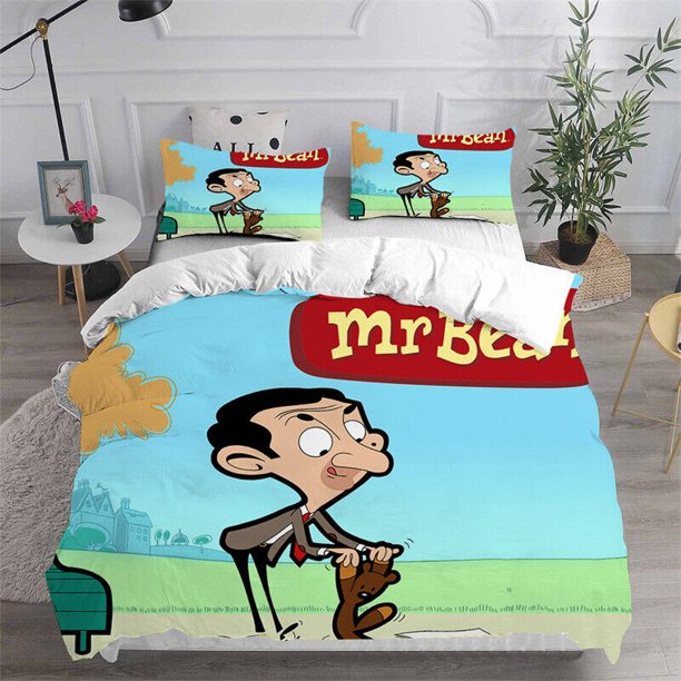 Donna Cover Home Textiles Mr. Bean The Animated Series3-Piece Bedding Set (1 Duvet Cover + 2 Pillow Shams)