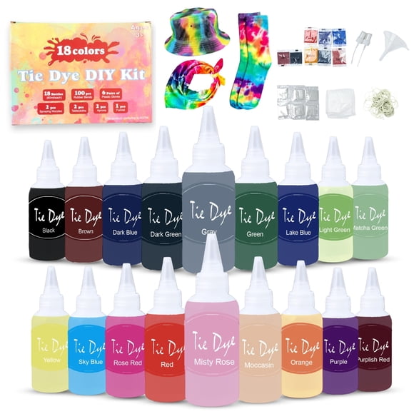 Set Tie Dye Kit Goodscious DIY, 18 botellas de 60 ml, 18 colores