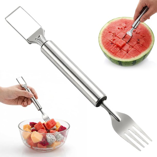 Cortador sandía 2 en 1 tenedor doble cabezal fruta hogar cocina fiesta