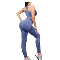 Genérico - Conjunto Deportivos Calza + Top Levanta Cola Estándar S/M Azul Liso