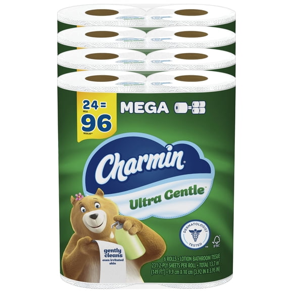 Papel higiénico Charmin Ultra Gentle, 24 megabollos (96 regulares)