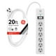 thumbnail image 1 of Protector contra sobretensiones GE, cable de extensión de 6 tomas y 20 pies, 800 J, blanco, 1 of 3