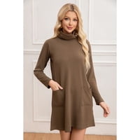 Likeshop - Sweater Mini Vestido Corto Tejido Mujer Cuello Alto Doble 2001