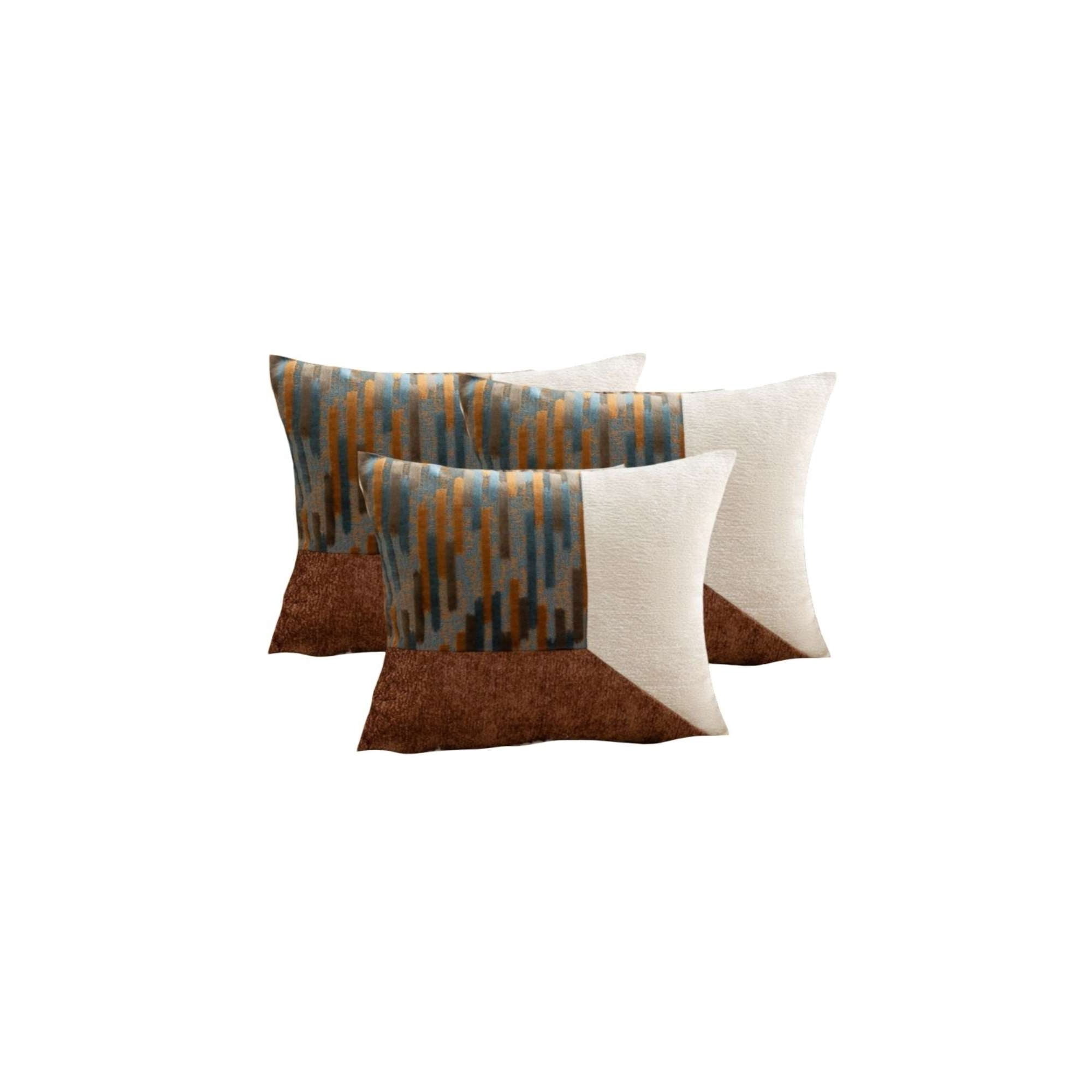 Genérico - Set De 3 Fundas De Cojin Chenille De Empalme Multicolor 3