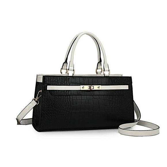 Bolso Satchel - Colby, MKF Collection, Bolso de Mano de Cuero Vegano con Asa Superior y Correa Desmontable - Negro