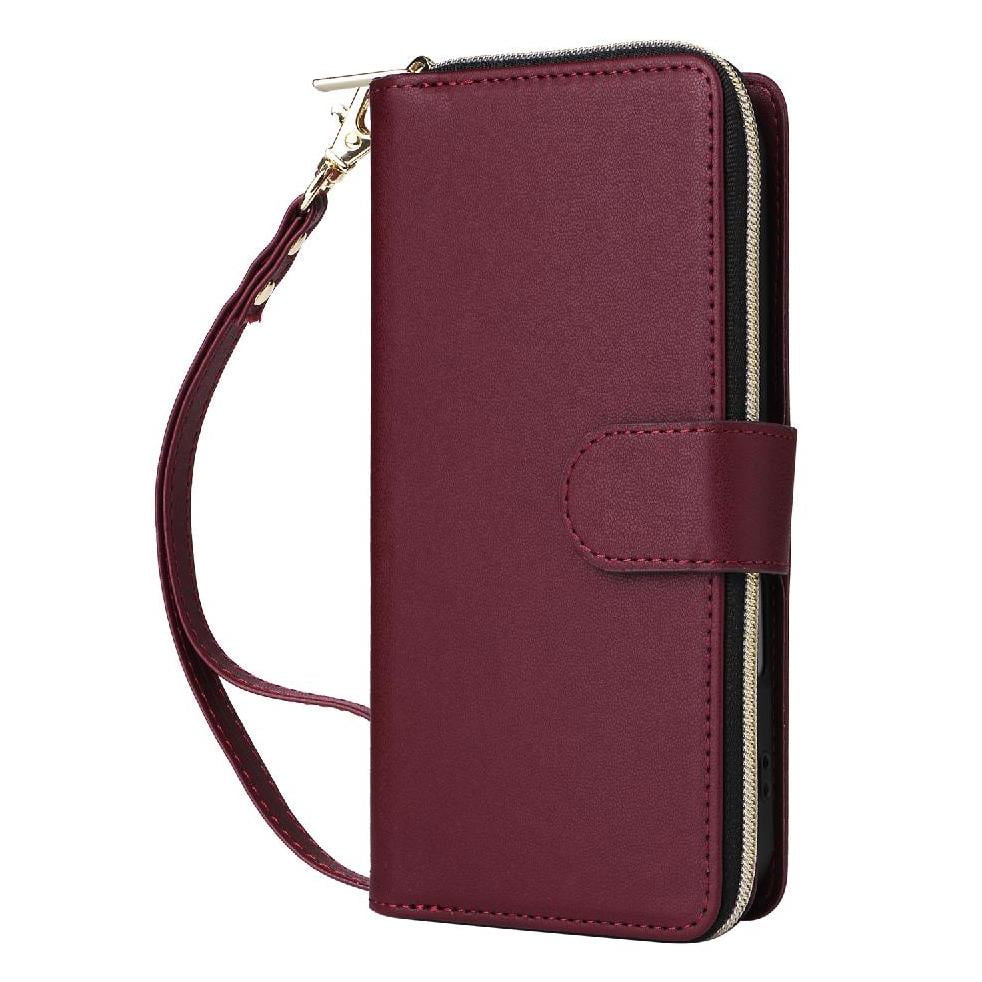 Foxdock - Funda Cartera Con Cremallera Y Correa Para Samsung Galaxy A56 Soporte Y Tarjetero Rojo