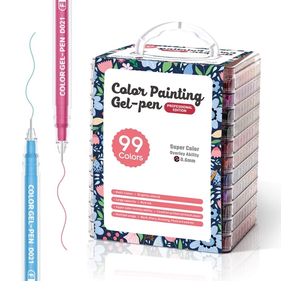Plumas de gel Xipan acrílicas, 99 piezas, punta fina de 0.6 mm, colores vibrantes