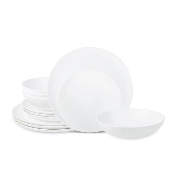 Juego de Vajilla Stone Lain de 12 piezas, porcelana de hueso, color blanco