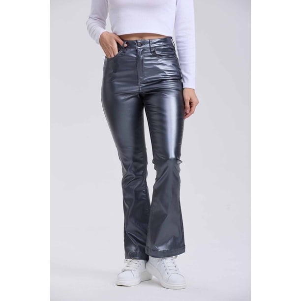 Jeans Mujer Flare Engomado Gris