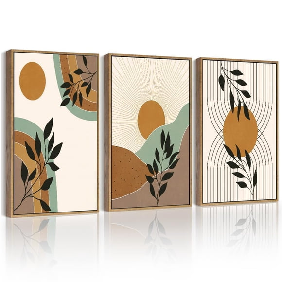 Arte de pared PHOPAGO boho con planta salvia y botánico enmarcado 28 x 36 cm