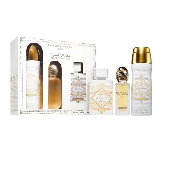 LATTAFA BADEE AL OUD HONOR & GLORY EDP 100ML+HAIR MIST 50ML+DEO 200ML
