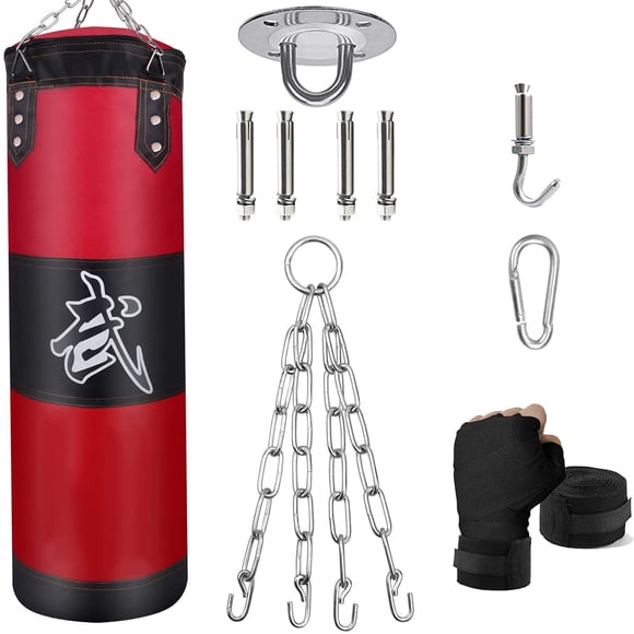 Set de saco de boxeo ZERUIDM sin relleno con vendas para manos y soporte