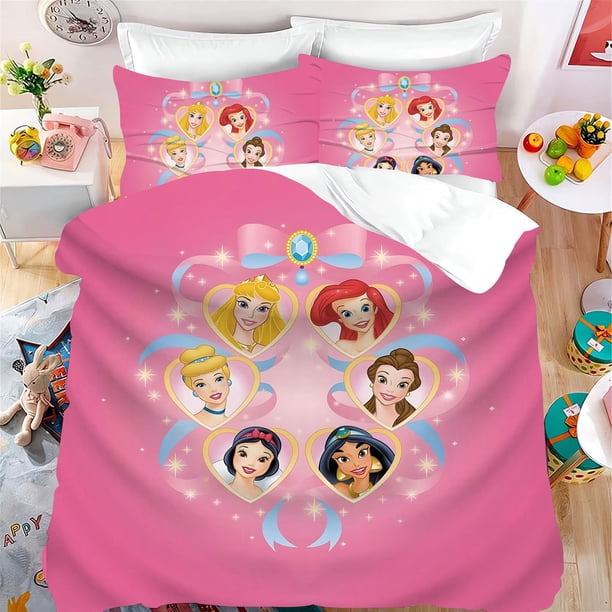 Snow White Quilt Cover Pillowcase Princess Print 2/3pcs Bedding Set Quilt Boy Girl Quilt Kids Gift, Queen Double Bed Bed Sheets
